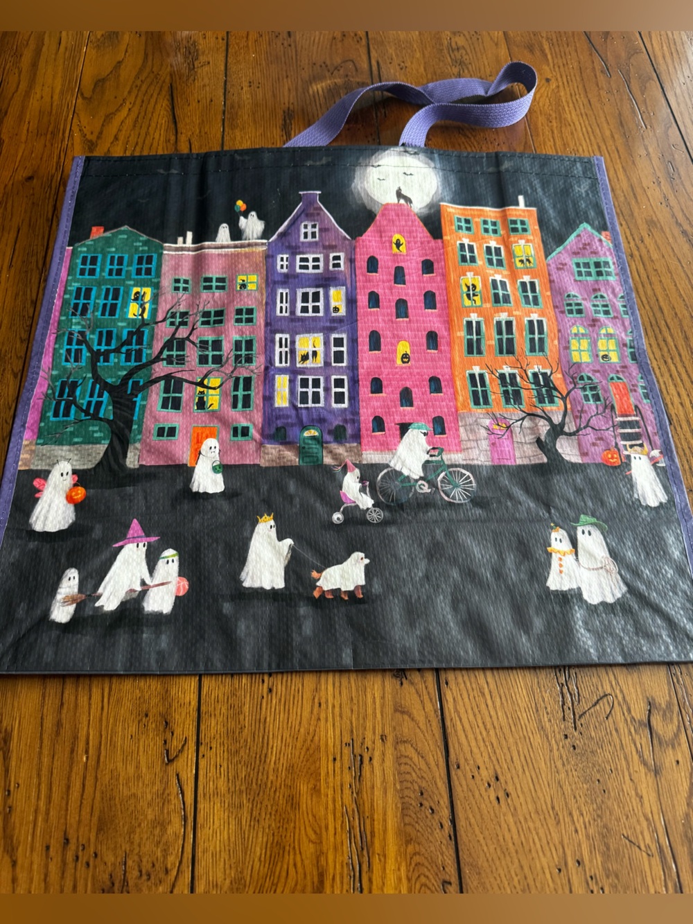 Reusable Tote Bag Halloween Ghost in the City Bag NEW